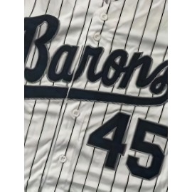 Men's #45 New York Embroidered Baseball Jersey - Classic Striped Design, Breathable Polyester, V-Neck, Short Sleeve Shirt for Training & Competition, Team Apparel | Classic Baseball Jersey | Comfortable Fit