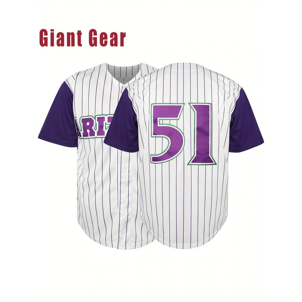 Men's Baseball Jersey Classic #51 White Stitched Design V-Neck Short Sleeve Breathable Shirt - Loose Fit for Training, Games, Casual & Outdoor Activities - Machine Washable Men's Baseball Jersey Classic #51 White Stitched Design V-Neck Short Sleeve Breathable Shirt - Loose Fit for Training, Games, Casual & Outdoor Activities - Machine Washable