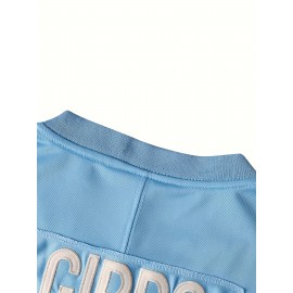 Men'S American Football Sweatshirt, # 26 Blue Breathable V-neck Embroidered Polyester Sportswear, Suitable For Street, Team Sports, Beach, Loose Knitted Fabric, S-3XL