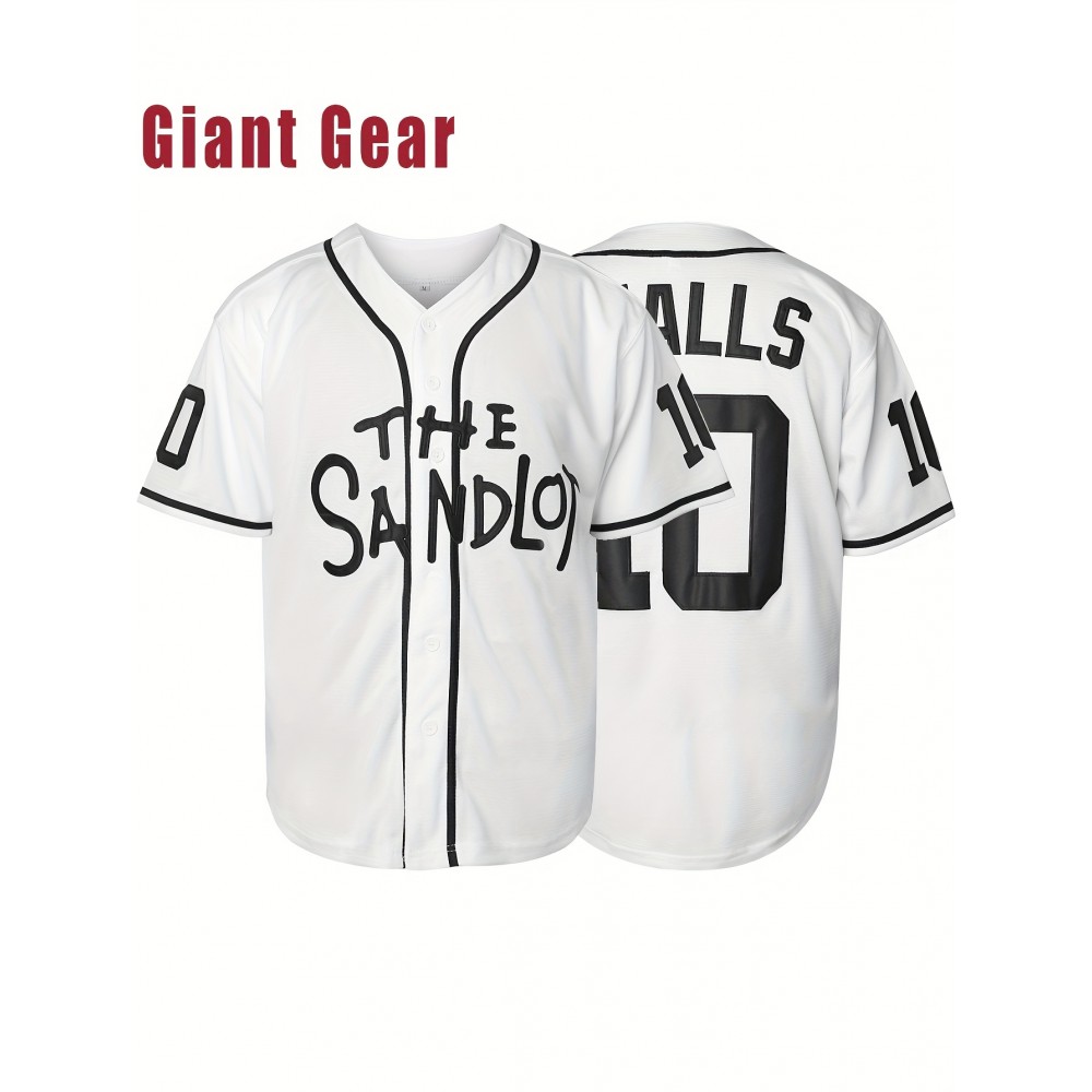 Men's American Baseball Jersey #10 - White V-Neck Loose Fit Men's American Baseball Jersey #10 - White V-Neck Loose Fit