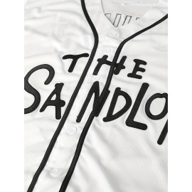 Men's American Baseball Jersey #10 - White V-Neck Loose Fit 