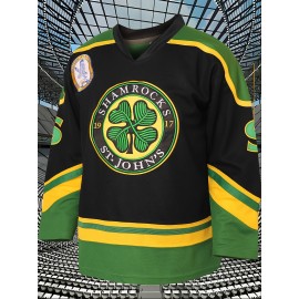 Men'S Ice Hockey Shirt # 3 Embroidered Details - Perfect For Sports And Casual Wear, Black Size S-3XL