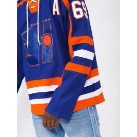 Doug Glatt #69 Halifax Highlanders Vintage Hockey Jersey - Blue & Orange Retro Design,, Moisture-Wicking, Lightweight, V-Neck, Long Sleeve, Loose Fit for Sports, Parties & Casual Wear, Hockey Stocking Stuffers