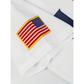 1pc Men'S Classic American Baseball Jersey Shirt - V-Neck, Short Sleeve, Embroidered USA Flag, Breathable Polyester, Lightweight, Moisture-Wicking, Ergonomic Design for Sports, Casual & Team Events