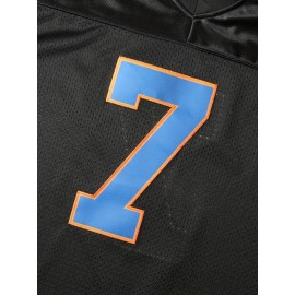 Men'S American Football Uniform # 7 Black Embroidered Polyester Sports Shirt