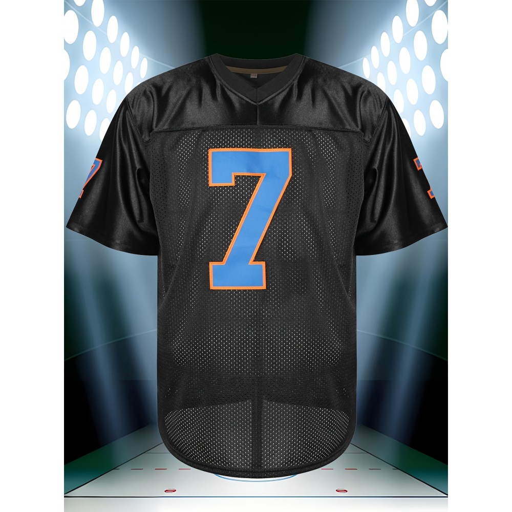 Men'S American Football Uniform # 7 Black Embroidered Polyester Sports Shirt Men'S American Football Uniform # 7 Black Embroidered Polyester Sports Shirt