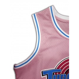 Dreamy Pink Basketball Jersey] Breathable Sleeveless Jersey - Men'S Basketball Sweatshirt - Embroidered Lettering, Loose Fit, Sports Uniform