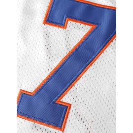 Men's #7 Embroidered Polyester Football Jersey, V-Neck Breathable Sports Shirt for Casual & Team Activities, Loose Fit Knit Fabric Top for Running, Hiking, Cycling - S-3XL