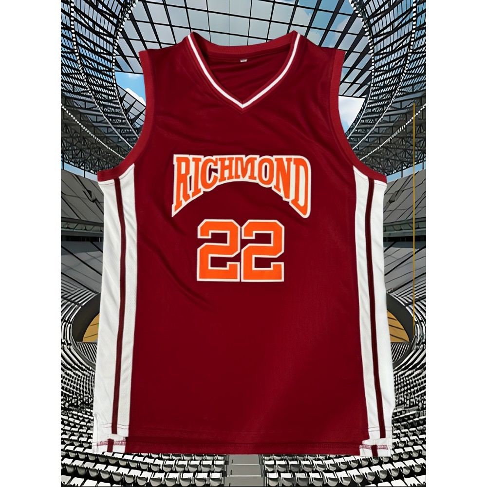 Men'S # 22 Embroidered Basketball Shirt - Breathable And Lightweight Casual Sportswear In Deep Red - Training And Competition Men'S # 22 Embroidered Basketball Shirt - Breathable And Lightweight Casual Sportswear In Deep Red - Training And Competition