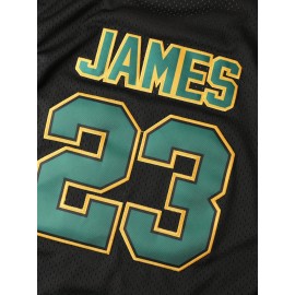 Men's #23 Irish Basketball Jersey - Black & Yellow Sleeveless Tank Top, Breathable Mesh Fabric, Moisture-Wicking, Loose Fit for Sports, Parties & Casual Wear