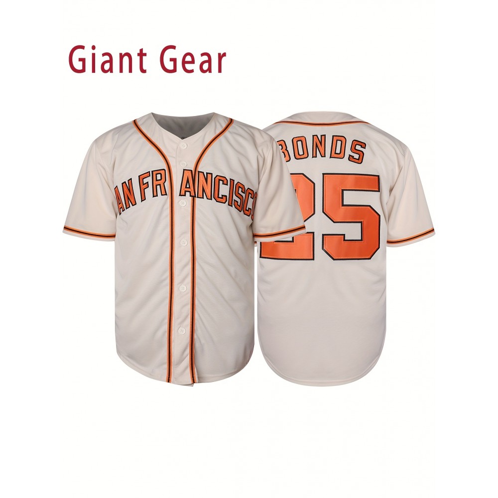 Men'S # 25 Beige Baseball Jersey - Breathable Embroidered Polyester Fiber Loose Fit V-neck And Button Closure Perfect For Team Sports, Casual Outings, And Training. Size S-3XL Is Perfect For Christmas Men'S # 25 Beige Baseball Jersey - Breathable Embroidered Polyester Fiber Loose Fit V-neck And Button Closure Perfect For Team Sports, Casual Outings, And Training. Size S-3XL Is Perfect For Christmas
