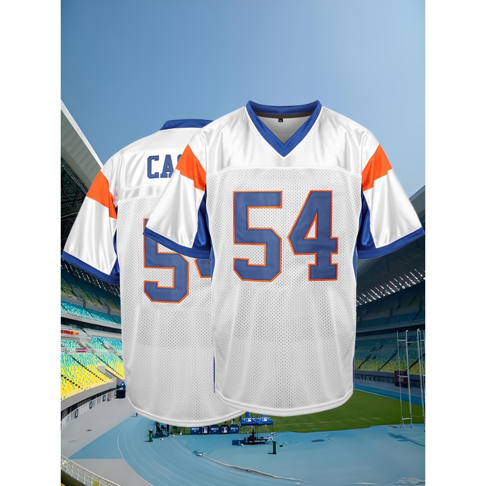 Men'S American Football Top # 54 White Sports Shirt Suitable For Street Training, Competitions, Spring/Summer/Autumn Wear S-XXXL Men'S American Football Top # 54 White Sports Shirt Suitable For Street Training, Competitions, Spring/Summer/Autumn Wear S-XXXL