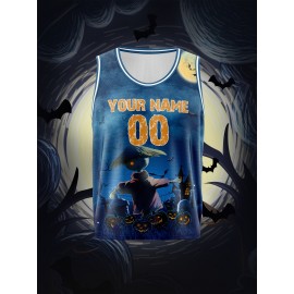 Custom Youngsters' Basketball Jersey with Name & Number - Halloween Theme, Breathable & Comfort Fit for Team Training, Outdoor Sports & Casual Wear