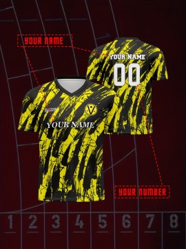 1pc Customizable V-Neck Soccer Jersey for Kids - Breathable Polyester Sports Top with Personalized Name and Number, Ideal for Outdoor Activities, Training, Beach, Casual Wear - Unisex Youth Athletic Shirt