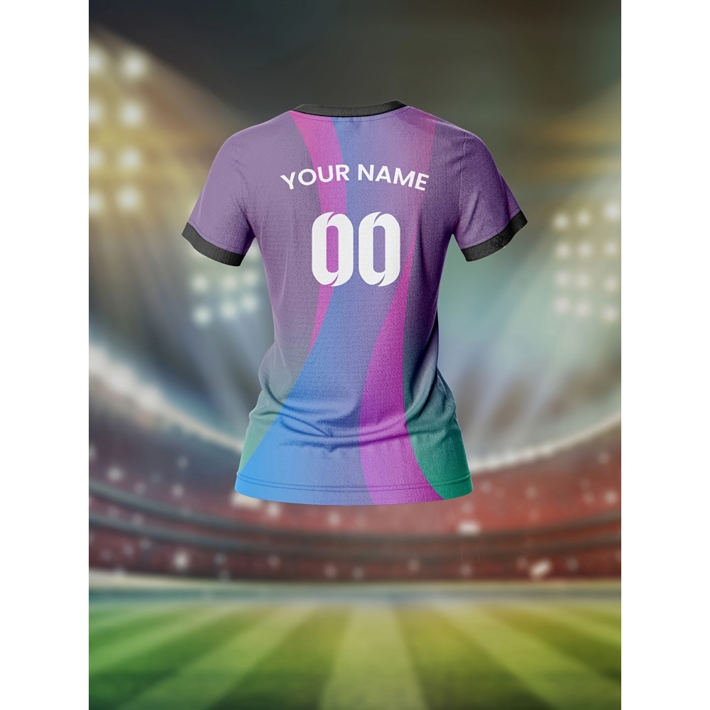 Customizable Women'S V-Neck Soccer Jersey - Personalized Team Name & Number, Breathable Quick-Dry Fabric for Training, Fitness & Casual Wear, Colorful Striped Design with Heart Rate Monitor, Seasonal Versatile Top|Sport Specific Apparel|Comfortable Fi Customizable Women'S V-Neck Soccer Jersey - Personalized Team Name & Number, Breathable Quick-Dry Fabric for Training, Fitness & Casual Wear, Colorful Striped Design with Heart Rate Monitor, Seasonal Versatile Top|Sport Specific Apparel|Comfortable Fi