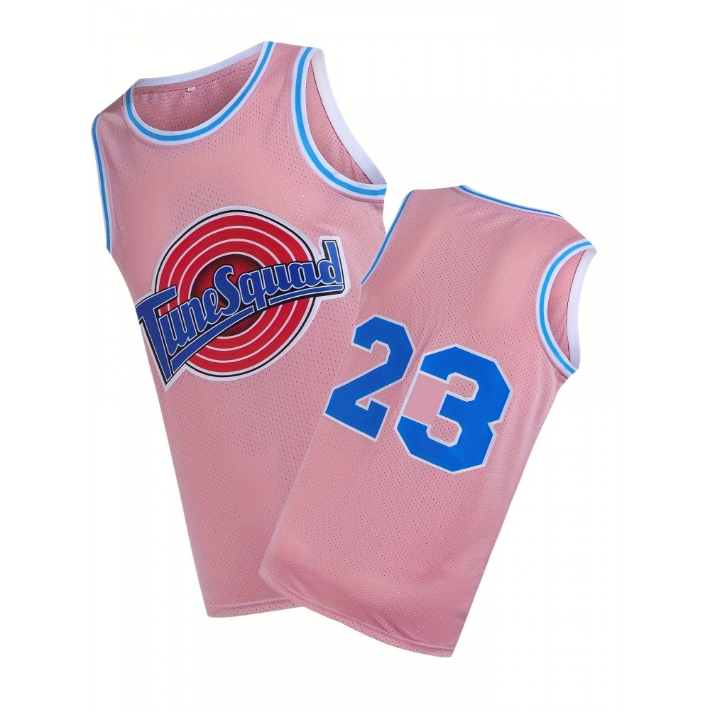 Dreamy Pink Basketball Jersey] Breathable Sleeveless Jersey - Men'S Basketball Sweatshirt - Embroidered Lettering, Loose Fit, Sports Uniform