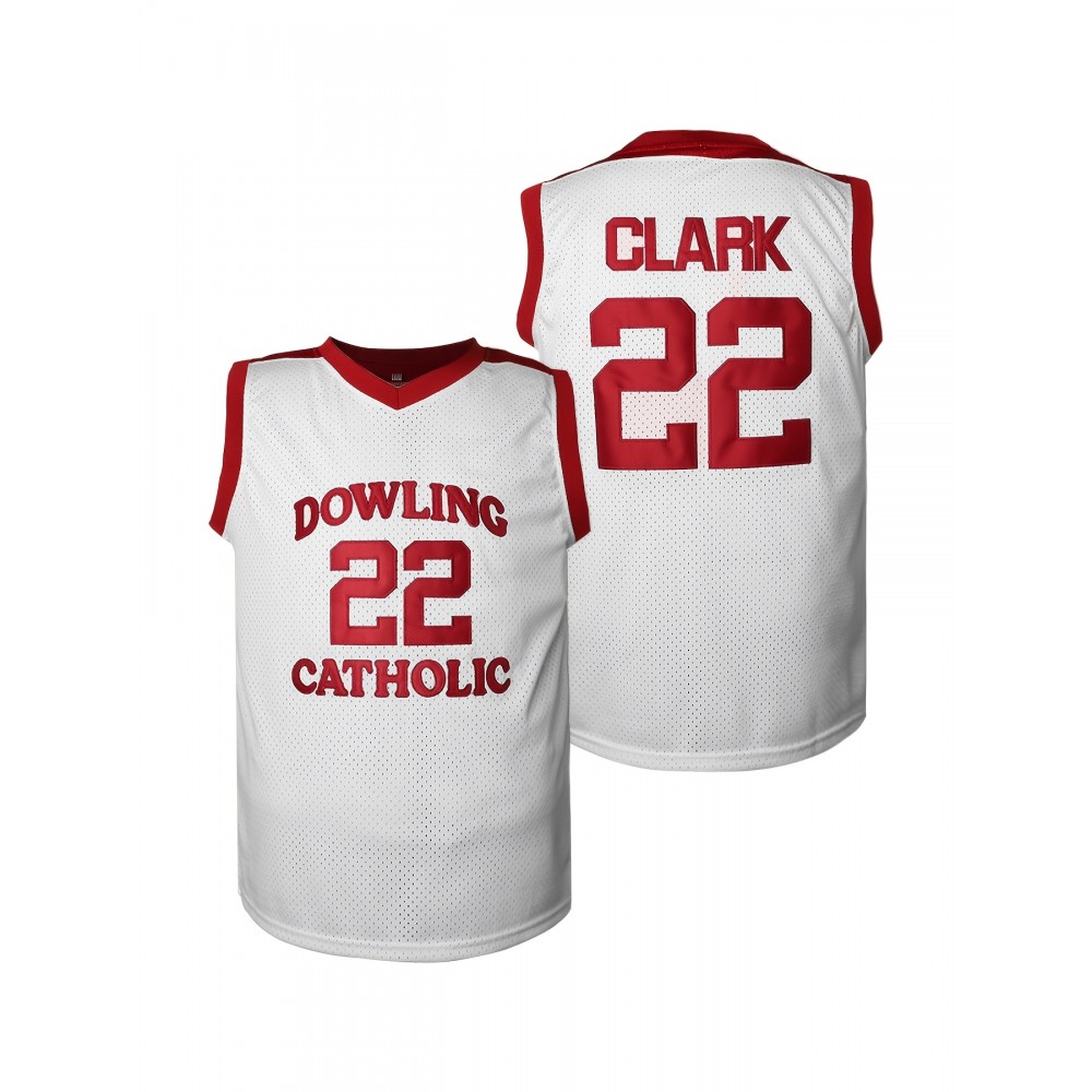 Men's Vintage High School Basketball Jersey #22 - White Sleeveless Moisture-Wicking Breathable Loose Fit Dowling Catholic Design for Sports, Casual & Parties, Casual Wear | Retro Sports Style | Sleeveless Design